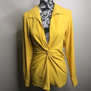 ASOS long sleeve mustard wrap shirt